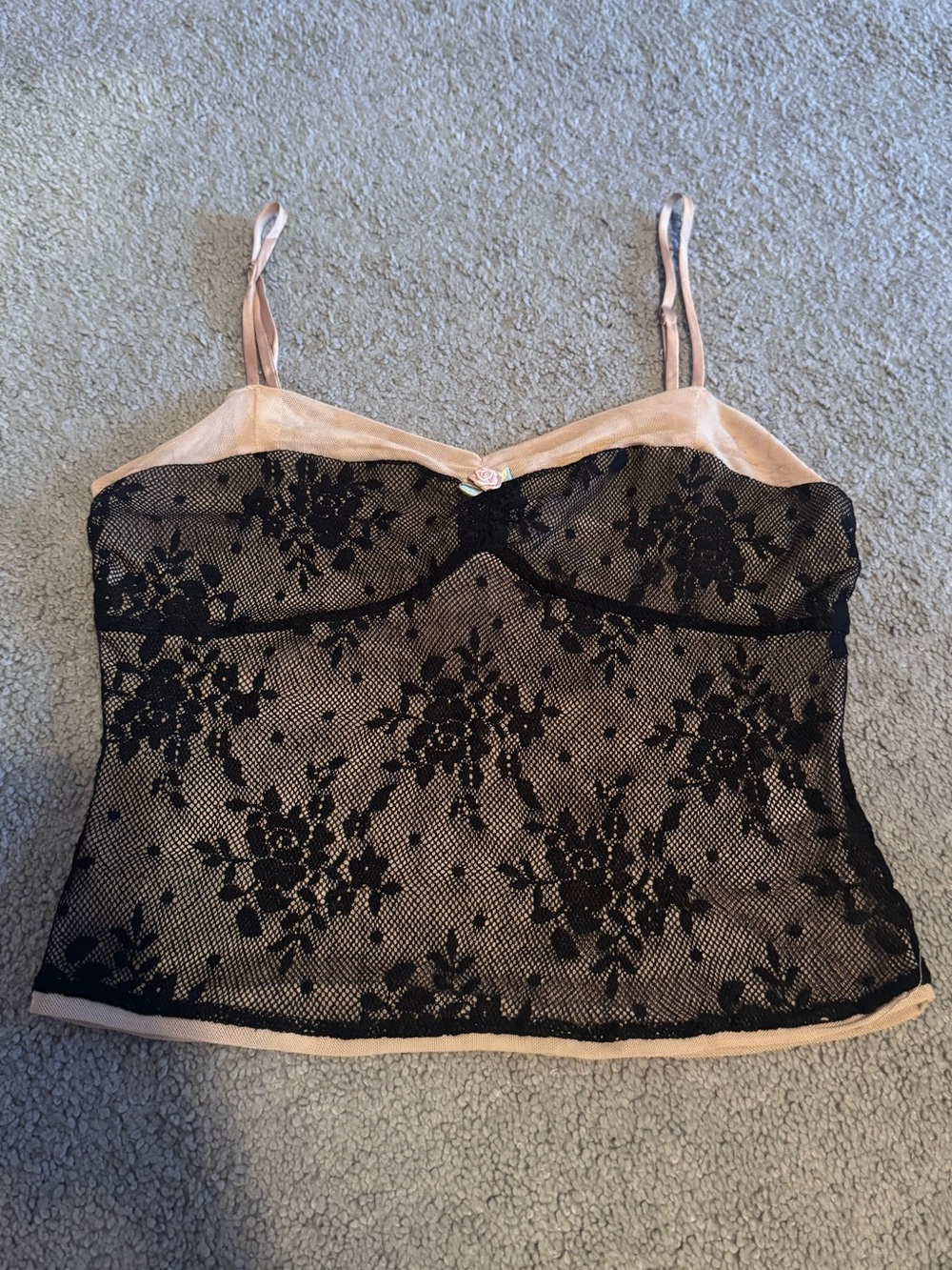 Black and Tan Lace Tank Top
